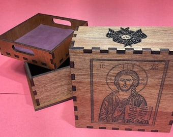 Deluxe Orthodox Mahogany keepsake wood box