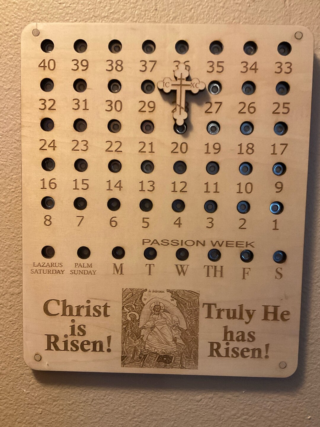 Orthodox Great Lent Perpetual Countdown Calendar Wood With Movable