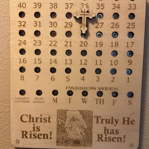 Orthodox Great Lent Perpetual Countdown Calendar wood with movable magnetic cross
