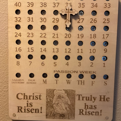 Orthodox Great Lent Perpetual Countdown Calendar wood with movable magnetic cross