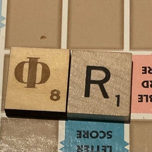 Serbian Cyrillic wood tiles to replace American Scrabble tiles in board game.