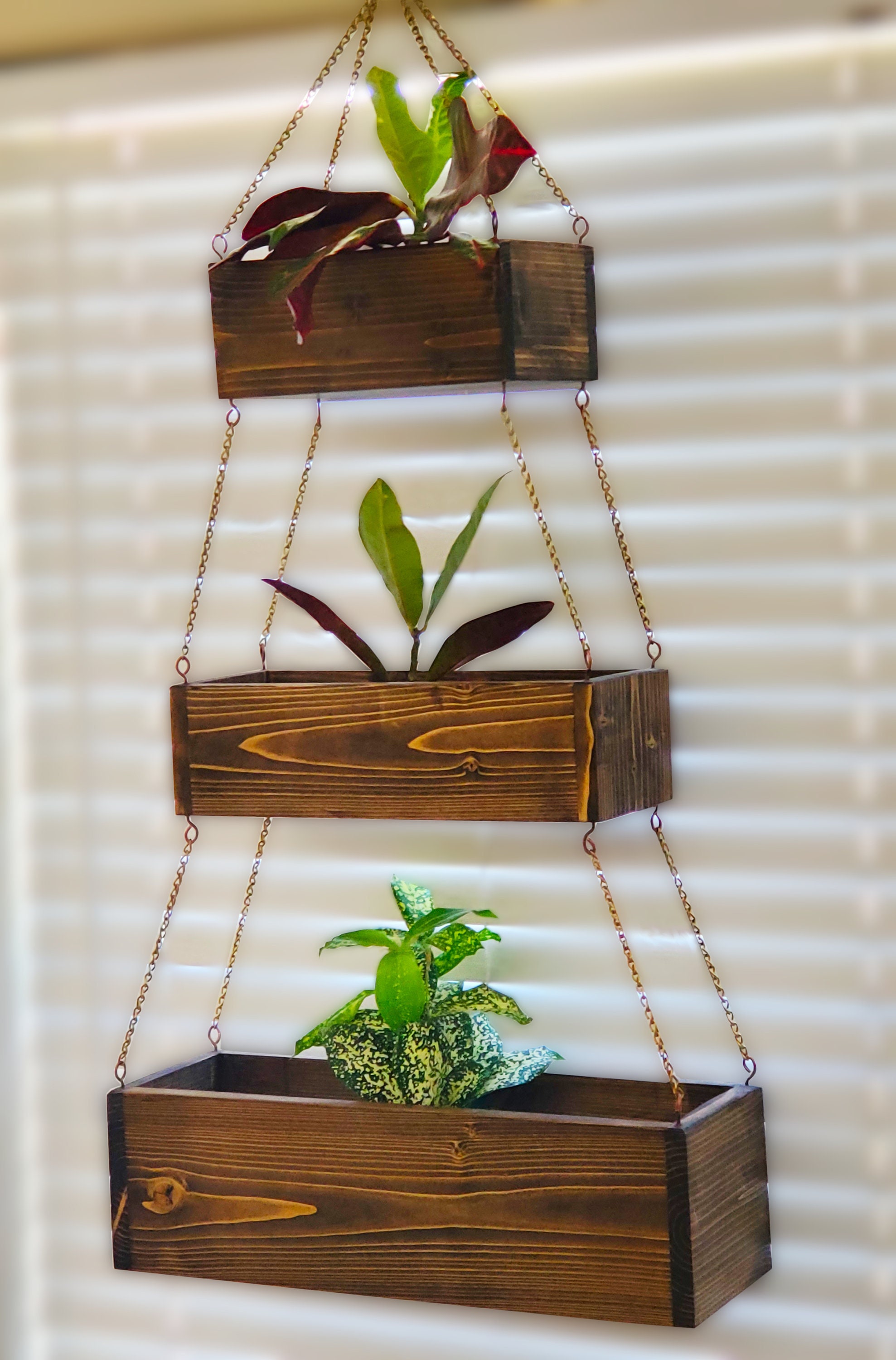 Cajas de jardineras colgantes de madera de 3 niveles | Etsy