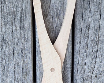 Holzschere, Gurkenzahge, Grillzange, Grillschere, Sauerkrautzange 27 cm aus Buche - Nr. 10