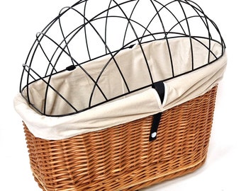 Hundefahrradkorb Weide für Gepäckträger Natur 60 x 39 cm (N-S) XXL+Kissen/Holz/Einlage BE1