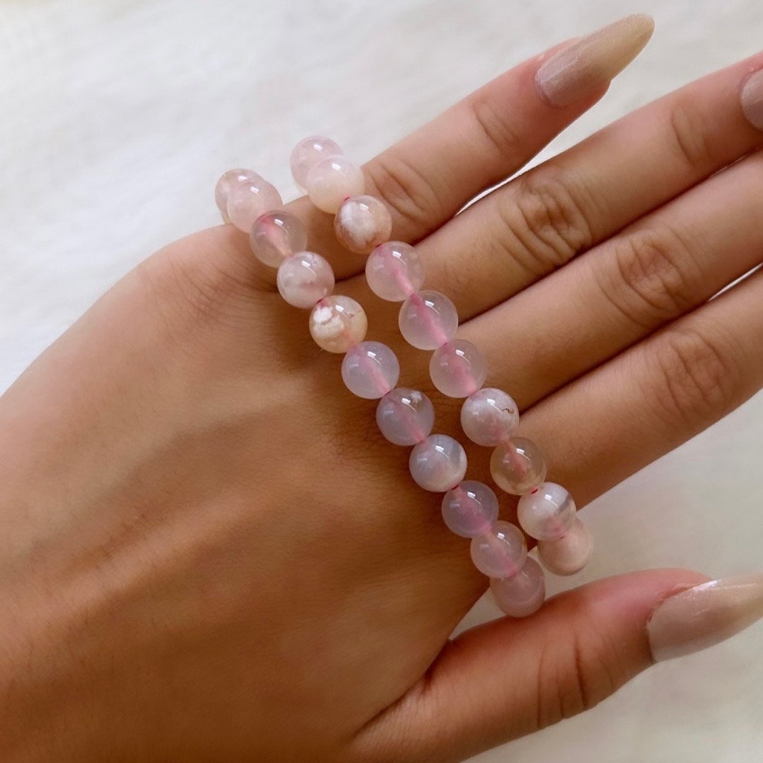 8MM Sakura Agate Beaded Bracelet Cherry Blossom Agate - Etsy