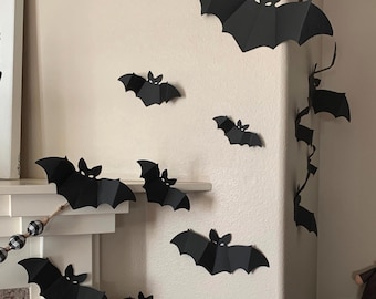 Plantilla SVG básica de murciélago de Halloween de papel para guirnalda o decoración de pared (descarga instantánea)