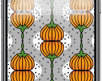 Halloween Phone Background: Pumpkins/Bats, PNG (Digital Download)