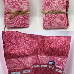 Essential Oil Pouch Roll up Carrying Bag Vinyl Lining 7 pockets