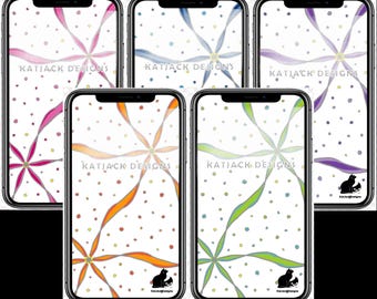 Swirly Ribbons Phone Background: High Resolution Lock Screen (5 Pack) (Digital Download)