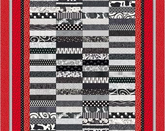 Black, White and Red Allover Quilt Pattern Multiple Sizes Jelly Rolls PRINTED VERSION