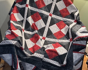 Red, White and Black Diamonds Quilt Pattern Multiple Sizes Jelly Rolls PRINTED VERSION