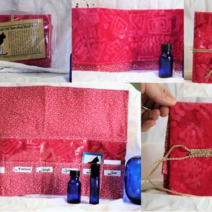 Essential Oil Pouch Roll up Carrying Bag Vinyl Lining 7 pockets
