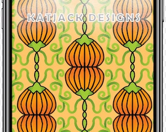 Halloween Phone Background: Pumpkins and Vines, PNG (Digital Download)