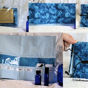 Essential Oil Pouch Roll up Carrying Bag Vinyl Lining 7 pockets