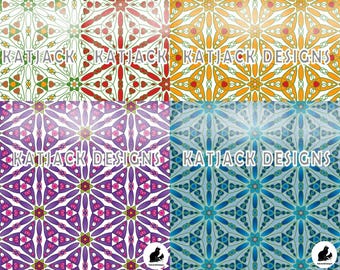 Celtic Floral Scrapbook Paper: 5 PNG Background Graphic Digital Files (12x12in High Resolution)