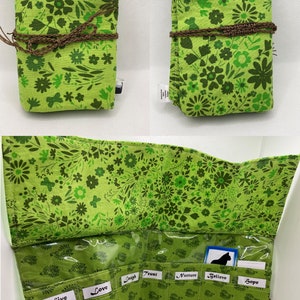Essential Oil Pouch Roll up Carrying Bag Vinyl Lining 7 pockets