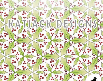 Holiday Holly Light Green Dense Green Scrapbook Paper: PNG Background Graphic  Digital File (12x12in High Resolution)