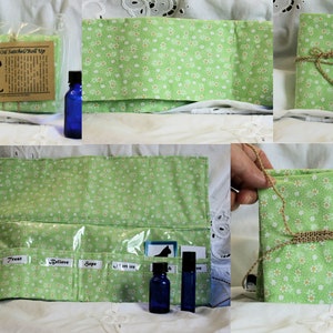 Essential Oil Pouch Roll up Carrying Bag Vinyl Lining 7 pockets