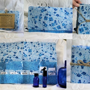 Essential Oil Pouch Roll up Carrying Bag Vinyl Lining 7 pockets