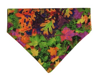 FALL LEAVES Puppy Bandana, Toy or Teacup Dog Bandana, Autumn Leaves Bandana, Leaves Grass Bandana, Cat Fall Bandana,  Dog Gift, Cat Gift