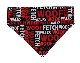 WOOF Puppy Dog Bandana, Teacup Dog Bandana, Small Dog Scarf, Fetch Dog Bandana, Little Dog Clothes, Small Dog Collar, Gift for New Puppy