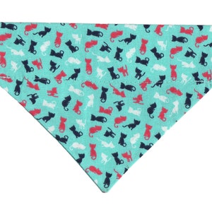 Teal Aqua CAT BANDANA, Scarf for Cat or Kitten, Reversible Cat Bandana, Over the Collar Cat Bandana, Cat Collar, Gift for Cat or Kitten