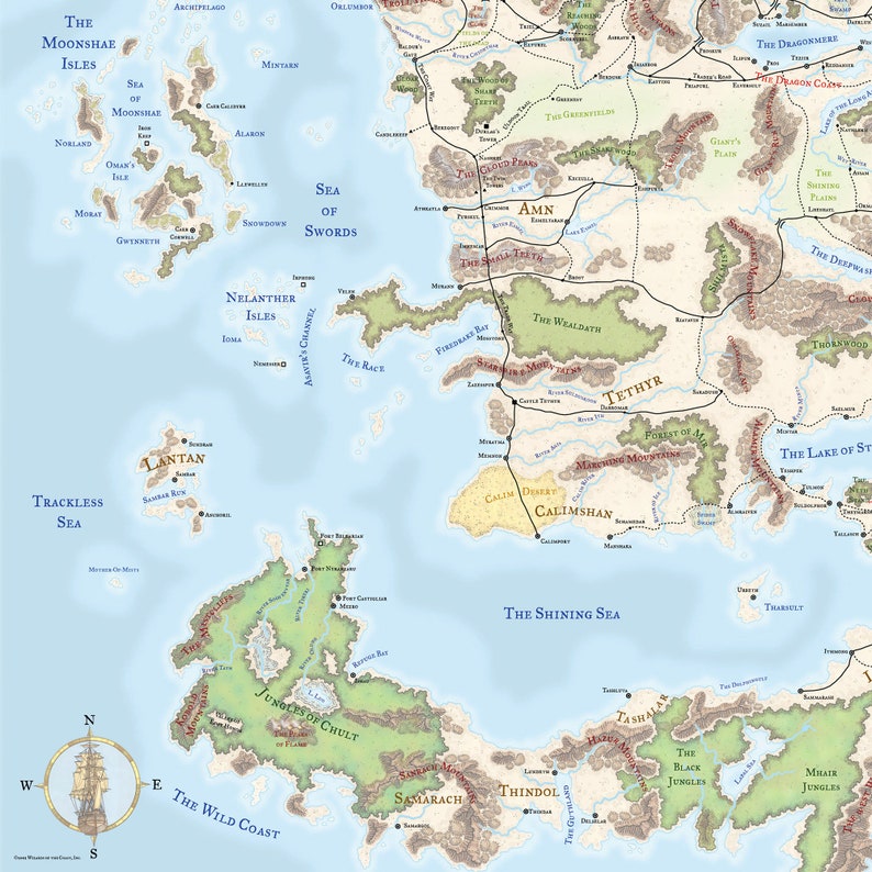 Dungeons & Dragons Faerûn World Canvas Map  Etsy
