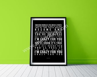 Crazy For You Lyrics Etsy Crazy For You Lyrics Etsy