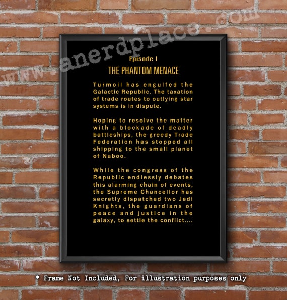 Star Wars Opening Crawl Episode 1 the Phantom Menace Fan Art Etsy