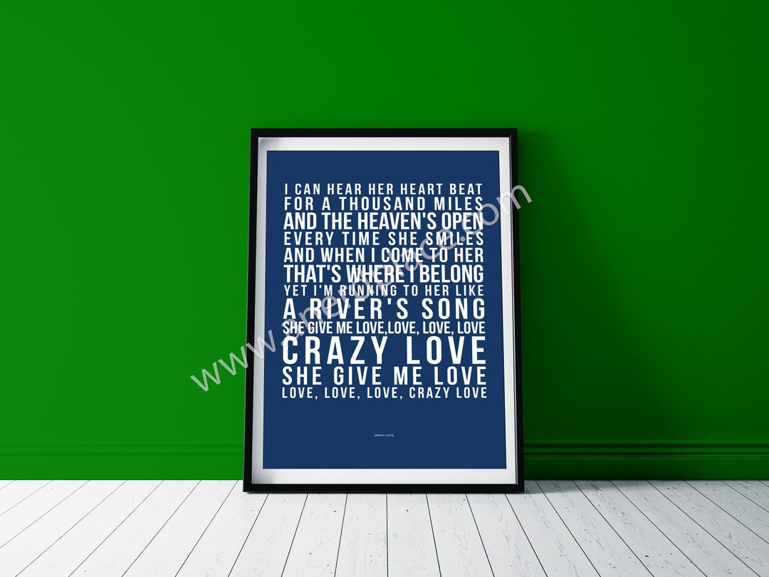 Song Lyric Posters Crazy Love Van Morrison Black Heart Song Lyric