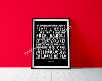 Jubiläumsgeschenk | Old Time Rock and Roll Kunstdruck | Musik-Liebhaber-Lied-Wand-Kunst | Personalisiertes Geschenk für Frau oder Mann | Kostenloser Versand