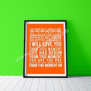 Custom Design Typography Art Print Quote Song Lyric Verse - Any Words Or Text Anniversary Gift Wedding Christmas gift