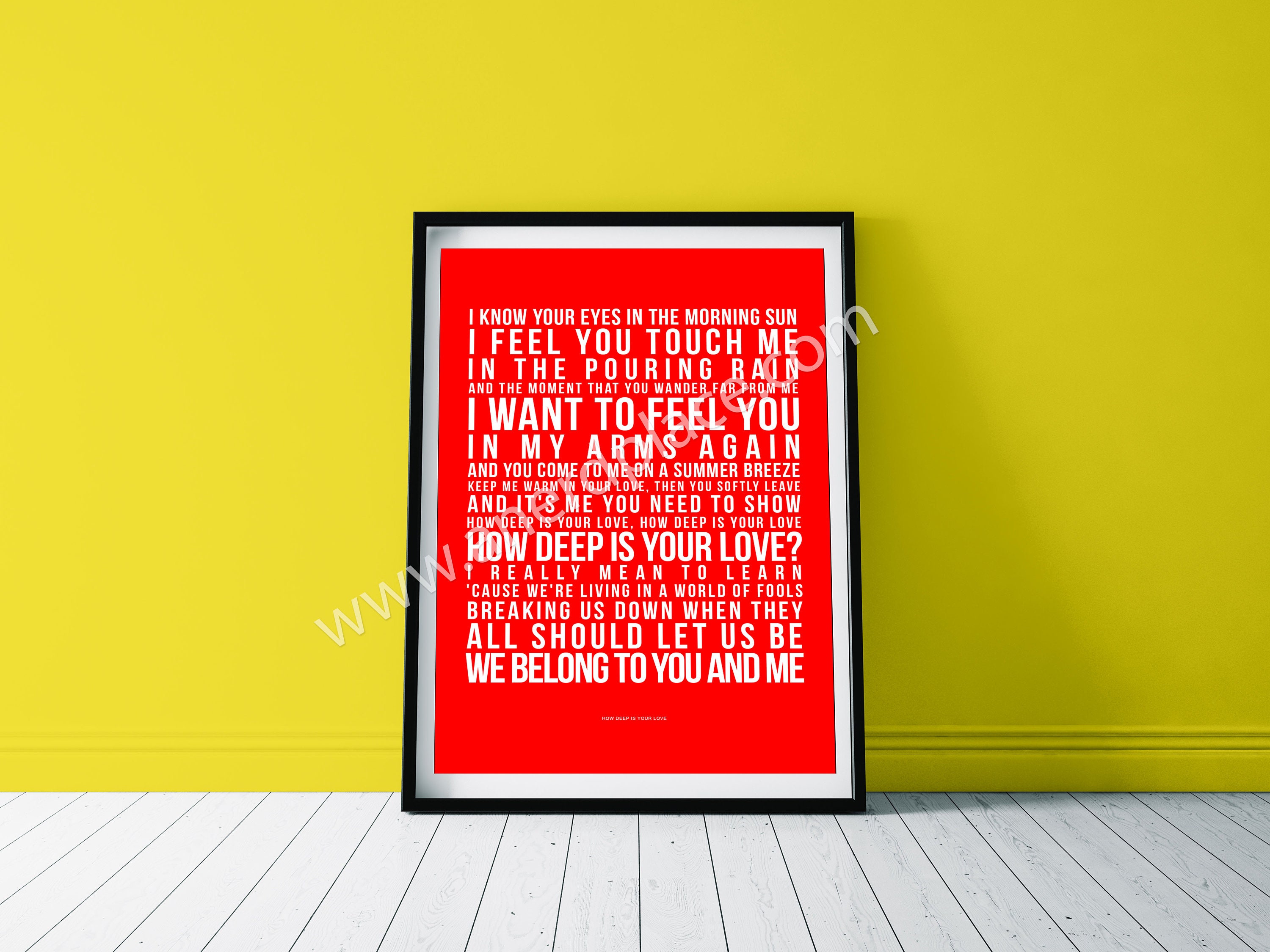 Bee Gees How Deep Is Your Love Song Lyric Music Wall Art Print