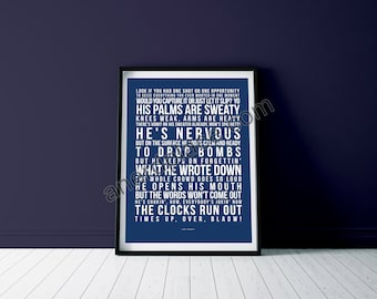 Lose Yourself V2 Extended - Song Lyric Wall Art Print Quote Text Verse - Custom Birthday Décor Anniversary Gift Music Room Man Cave