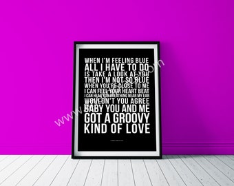 Jubileumcadeau | A Groovy Kind Of Love-tekstafdruk | Muziekliefhebber lied kunst aan de muur | Gepersonaliseerde cadeau voor vrouw of man | GRATIS verzending