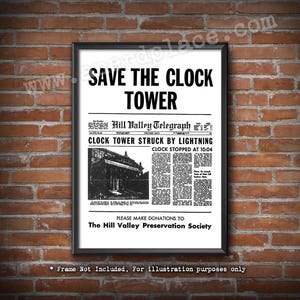 Nerd Wall Art | Save The Clock Tower | Art Print | Wall Art Poster | Nerdy Sci Fi Decor | Pop Culture | Unique Gift | Free Shipping