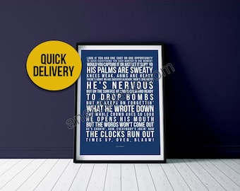Lose Yourself V2 Extended - Song Lyric Wall Art Print Quote Text Verse - Custom Birthday Décor Anniversary Gift Music Room Man Cave