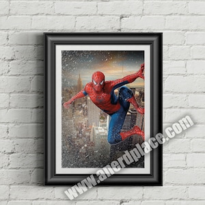 Spiderman in action Superhero Digitally Painted Art Print for Nursery kids comic book superhero