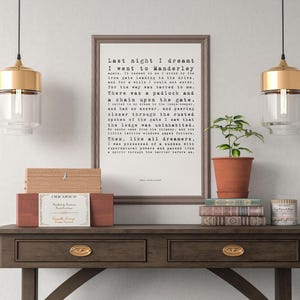 Rebecca - Daphne du Maurier Typography Wall Art Office Man Cave Dorm Room Library Decor