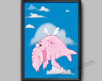 Elephant Seal Fun Kids Art Print Wall Art for Nursery Baby New Arrival Birthday