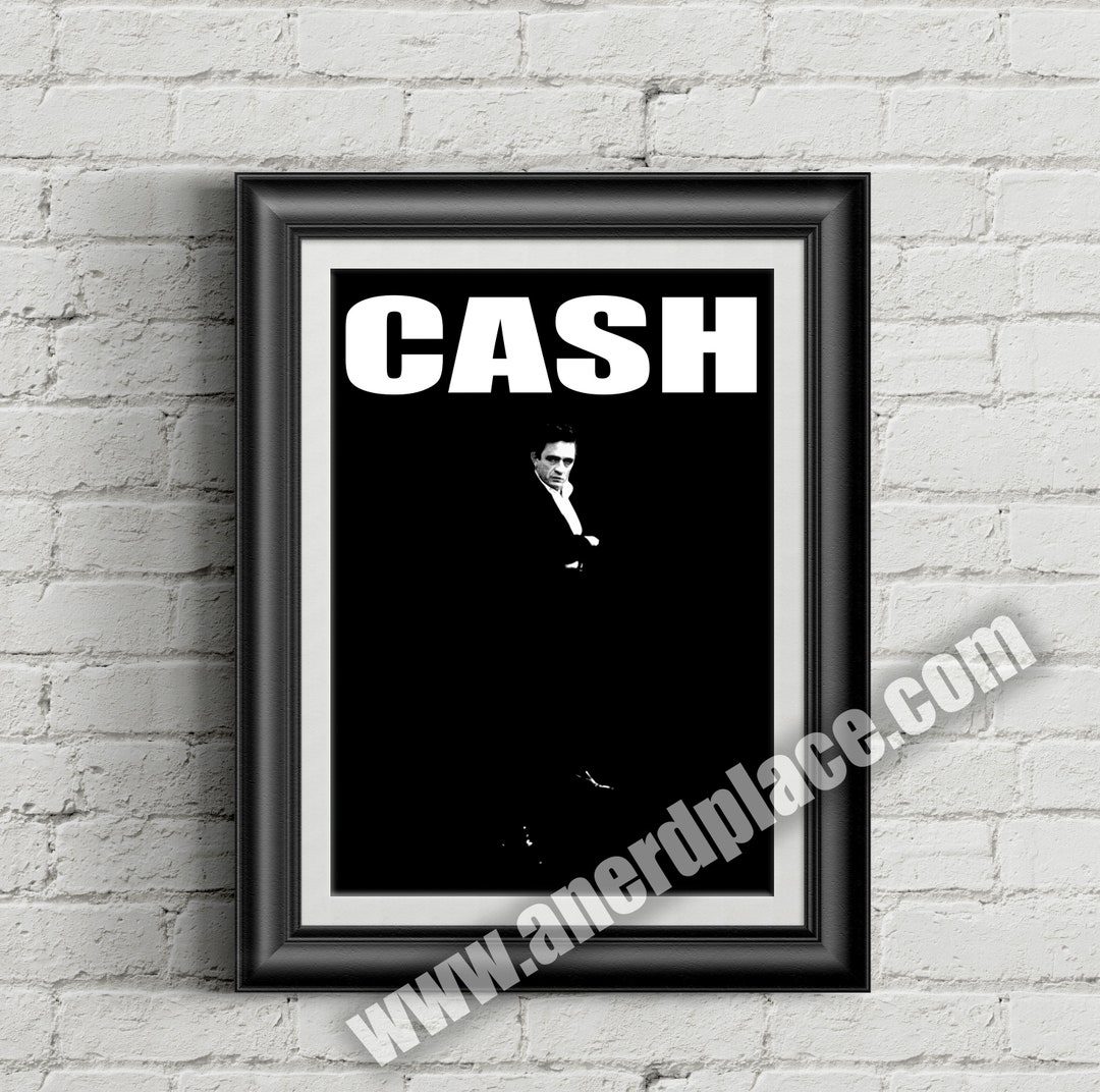 The Man in Black Johnny Cash Digitally Painted Wall Art Print Home ...