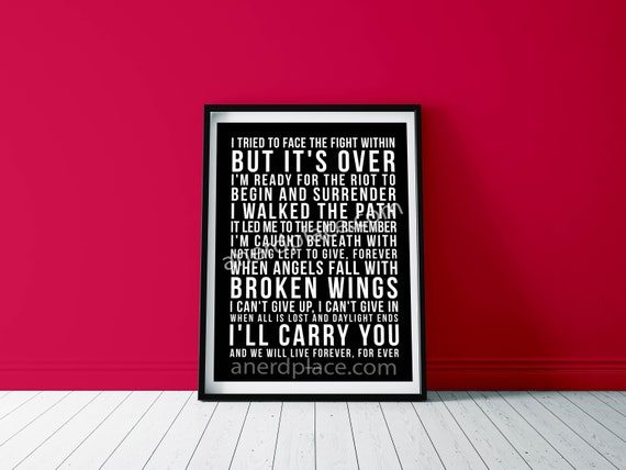Angels Fall Breaking Benjamin Print Quote Song Lyric Text Etsy Angels Fall Breaking Benjamin Print Quote Song Lyric Text Etsy