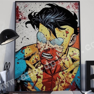 Invincible V3 Comic Tribute Painted Art PRINT voor Man Cave stripboek superheld