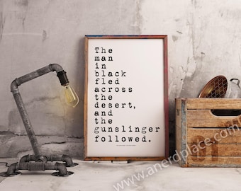 Typografieafdruk | The Gunslinger - Stephen King Typografie Wall Art Office Man Cave Slaapzaal Bibliotheek Decor