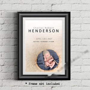 Personalised Custom New Baby Arrival Celebration Poster Wall Art -  New Born Birth Anniversary Home Décor Nursery Gift First Birthday