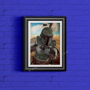 Boba Fett Art V1 - Star Wars fanart print kinderen geek grot jongens nerd verjaardag Boba Fett