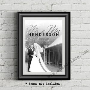 Cartaz de parede para anúncio de casamento - Presente de casamento para casal, impressão personalizada para noivos, primeiro aniversário de casamento