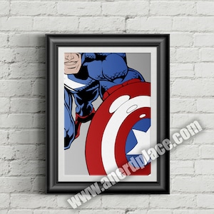Stampa artistica del supereroe Capitan America per bambini dell'asilo nido, supereroe dei fumetti