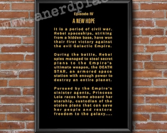 SciFi Wall Art | Star Wars A New Hope Episode 4 Opening Crawl | Gamer room decor | Wall Art Poster | Nerdy Sci Fi Decor | Pop Culture Gift