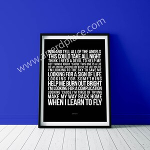 Everlong Foo Fighter Lyrics Print Available in a Variety of 